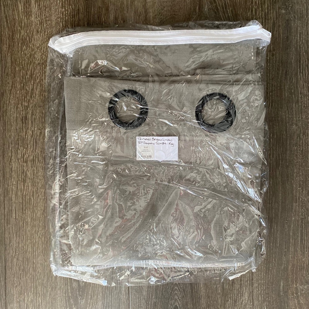 1 RESTORATION HARDWARE 50 x 96 Belgian Textured Linen Panel Grommet Gray Fog NEW